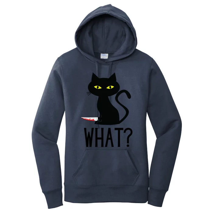 Cat What Funny Black Cat Murderous Cat With Knife Meaningful Gift Women's Pullover Hoodie