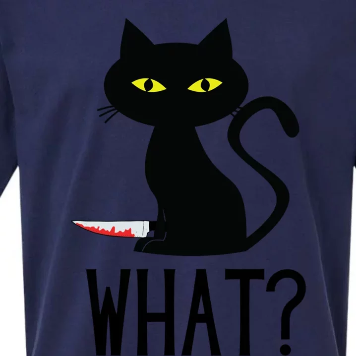 Cat What Funny Black Cat Murderous Cat With Knife Meaningful Gift Sueded Cloud Jersey T-Shirt