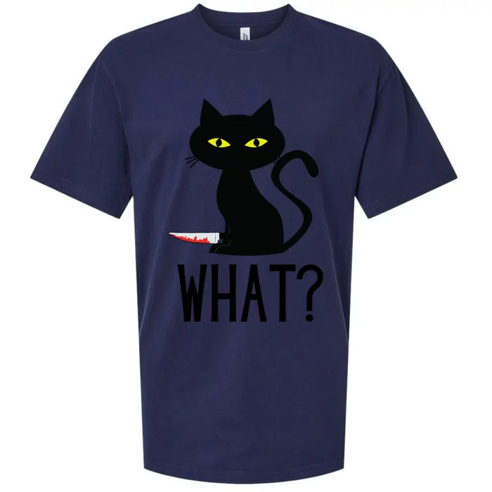 Cat What Funny Black Cat Murderous Cat With Knife Meaningful Gift Sueded Cloud Jersey T-Shirt