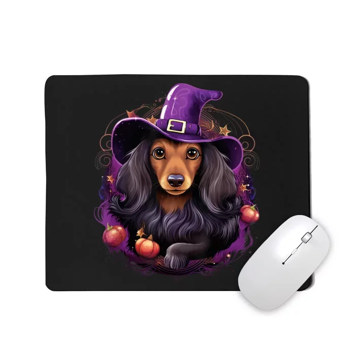 Cute Witch Funny Dachshund Halloween Costume Dog Lover Mousepad