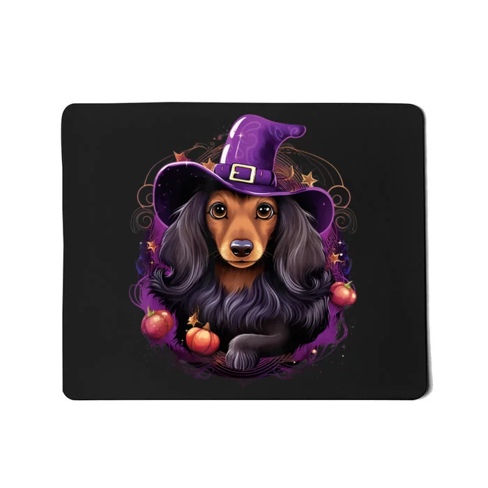 Cute Witch Funny Dachshund Halloween Costume Dog Lover Mousepad