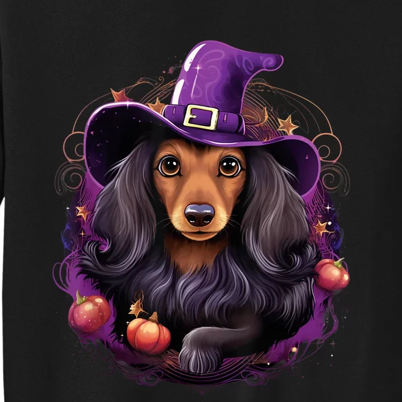 Cute Witch Funny Dachshund Halloween Costume Dog Lover Tall Sweatshirt