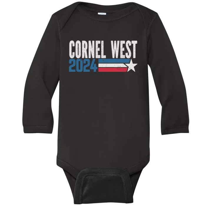 Cornel West For President 2024 Portrait Cornel West Baby Long Sleeve Bodysuit