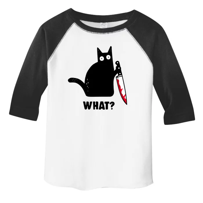 Cat What? Funny Black Cameaningful Gift Murderous Cat With Knife Gift Toddler Fine Jersey T-Shirt