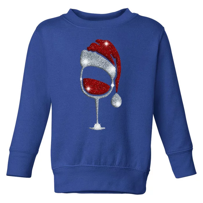 Christmas Wine Funny Xmas Red Wine Glass Santa Pajamas PJ Toddler Sweatshirt