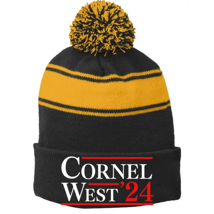 Cornel West For President 2024 Cornel West 2024 Stripe Pom Pom Beanie