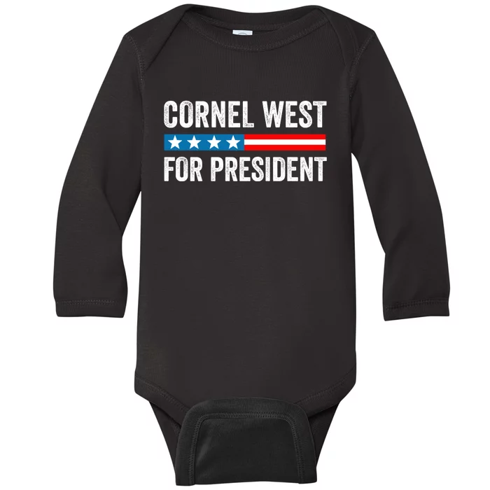 Cornel West For President 2024 Cornel West 2024 Baby Long Sleeve Bodysuit