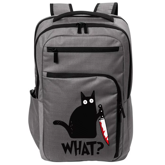 Cat What Funny Black Cat Murderous Cat With Knife Impact Tech Backpack