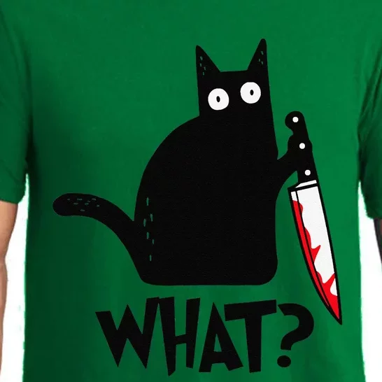 Cat What Funny Black Cat Murderous Cat With Knife Pajama Set