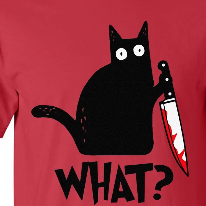 Cat What Funny Black Cat Murderous Cat With Knife Tall T-Shirt