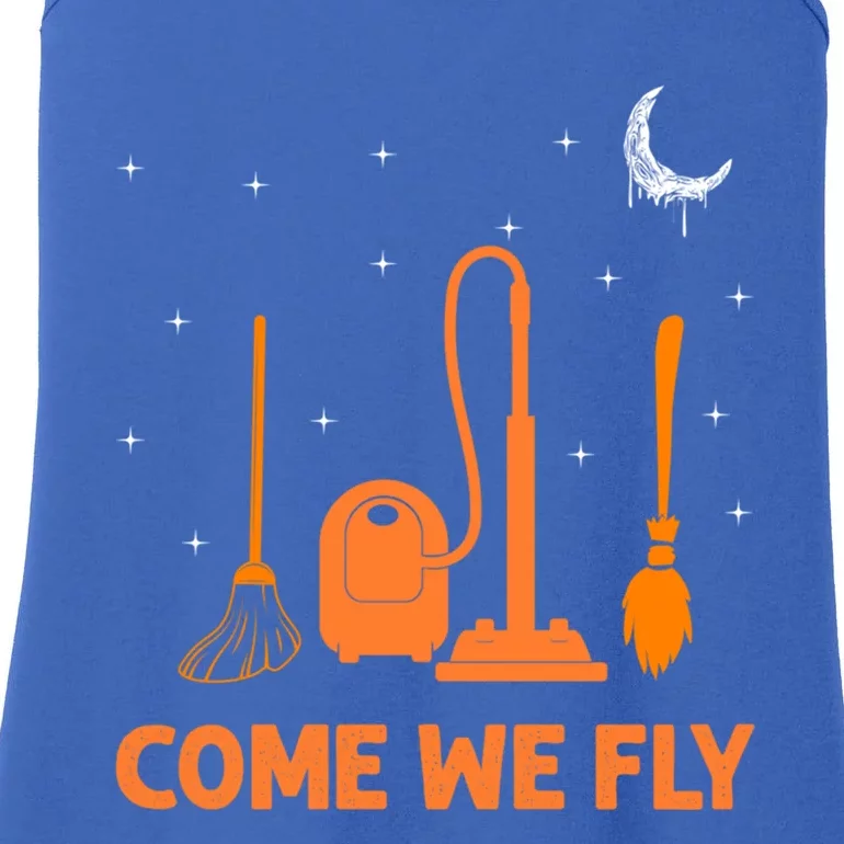 Come We Fly Funny Broom Riding Witches Broomstick Squad Gift Ladies Essential Tank