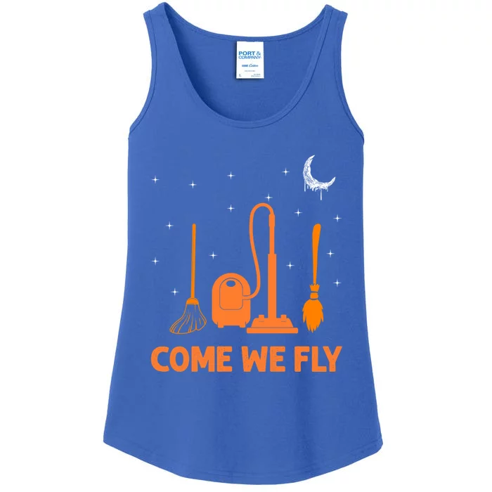 Come We Fly Funny Broom Riding Witches Broomstick Squad Gift Ladies Essential Tank