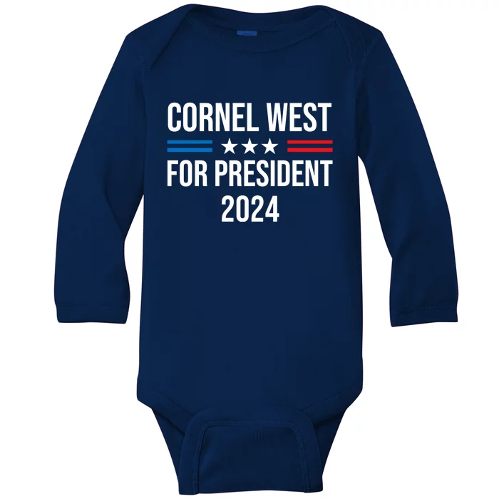 Cornel West For President 2024 Cornel West 2024 Baby Long Sleeve Bodysuit