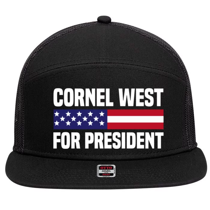 Cornel West For President 2024 Cornel West 2024 7 Panel Mesh Trucker Snapback Hat