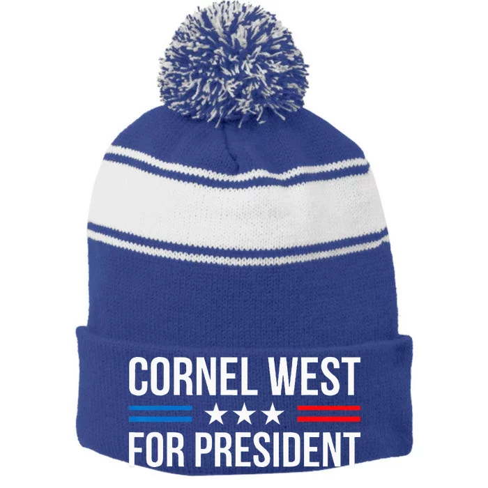 Cornel West For President 2024 Stripe Pom Pom Beanie