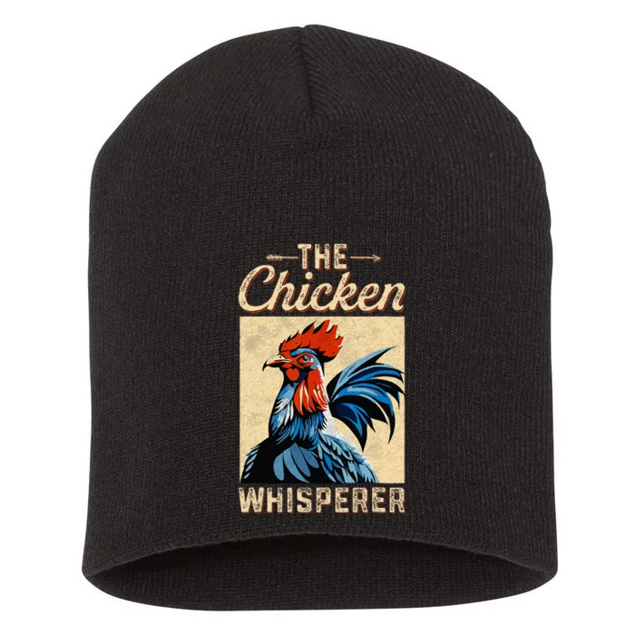 Chicken Whisperer Funny Vintage Chicken Portrait Farming Hen Short Acrylic Beanie