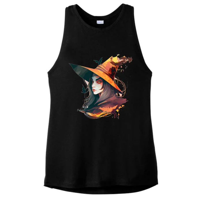 Cool Witch Face Funny Gift Ladies Tri-Blend Wicking Tank