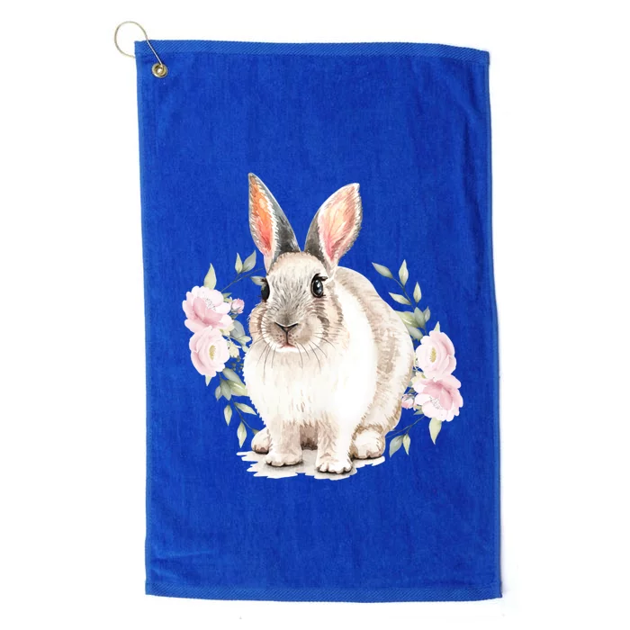 Cute Watercolor Flower Bunny Lover Easter Mom Rabbit Gift Platinum Collection Golf Towel