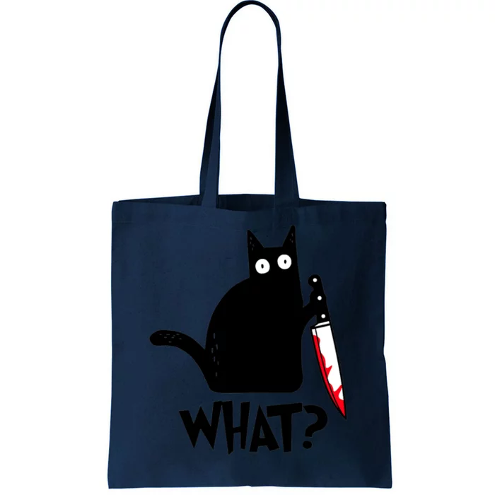 Cat What Funny Black Cat, Murderous Cat With Knife Tote Bag