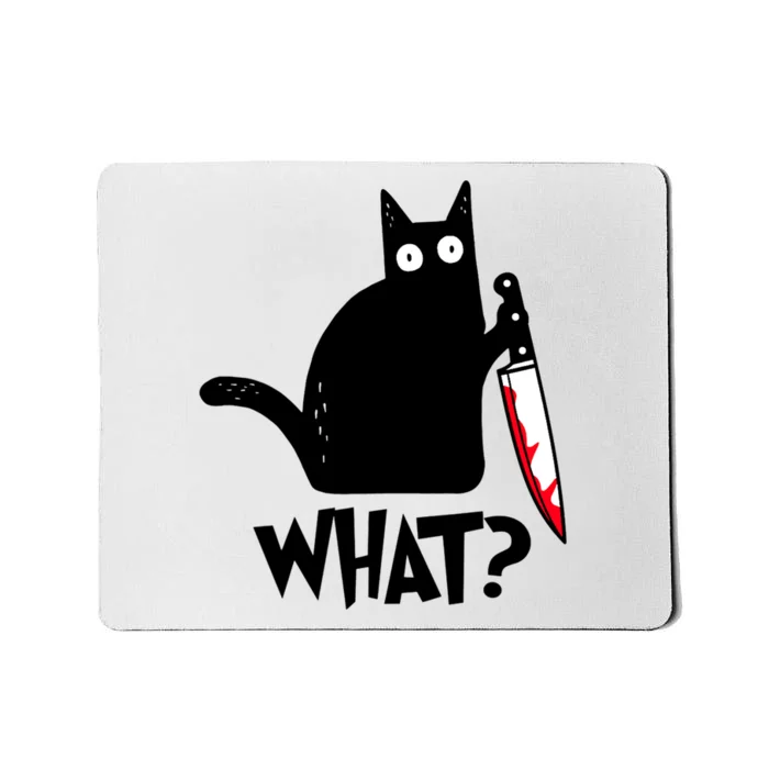 Cat What Funny Black Cat, Murderous Cat With Knife Mousepad