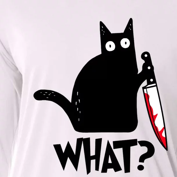 Cat What Funny Black Cat, Murderous Cat With Knife Cooling Performance Long Sleeve Crew