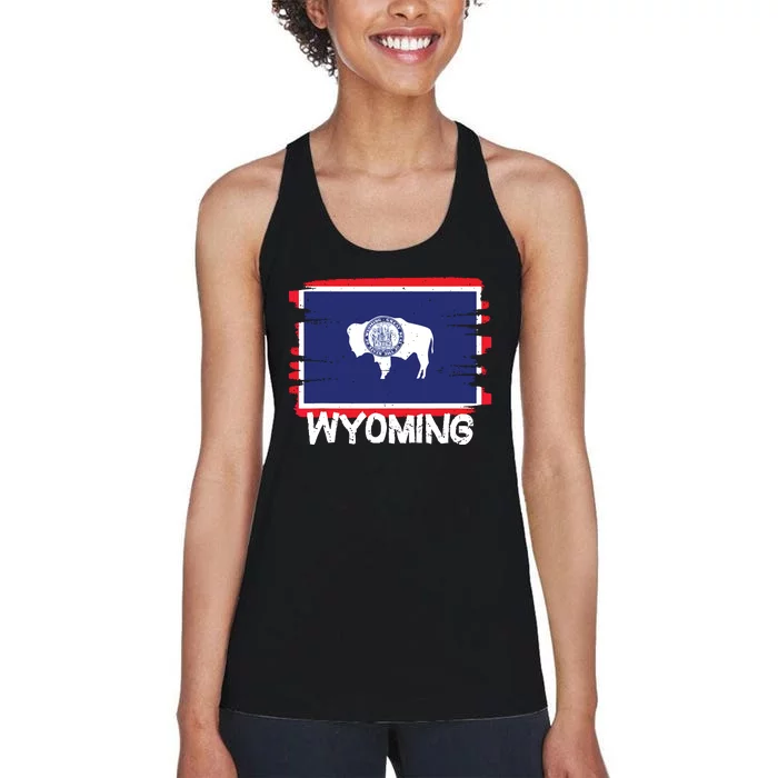 Cool Wyoming Flag Women's Racerback Tank