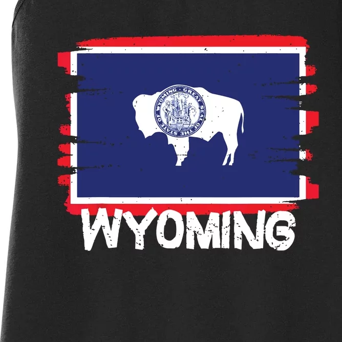 Cool Wyoming Flag Women's Racerback Tank