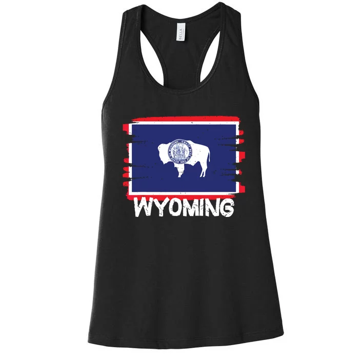 Cool Wyoming Flag Women's Racerback Tank