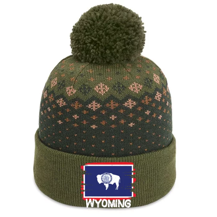 Cool Wyoming Flag The Baniff Cuffed Pom Beanie