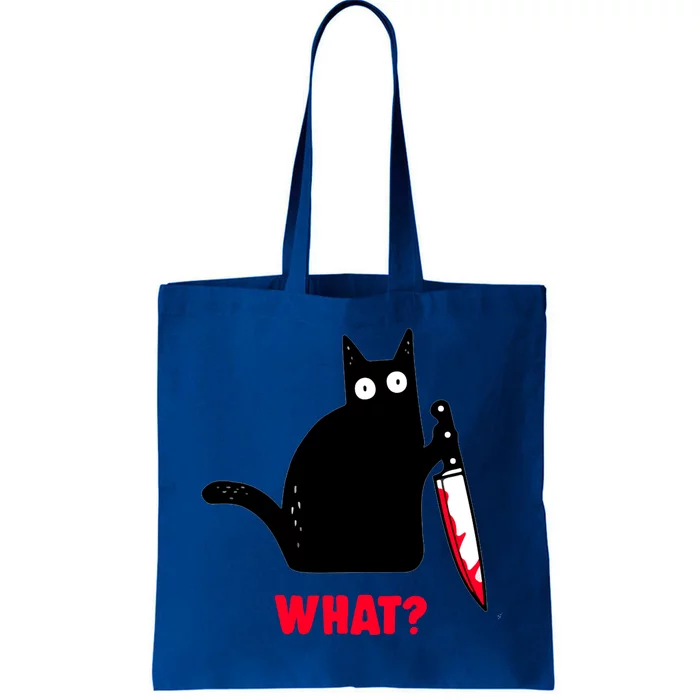 Cat What? Funny Black Cagift Murderous Cat With Knife Gift Tote Bag