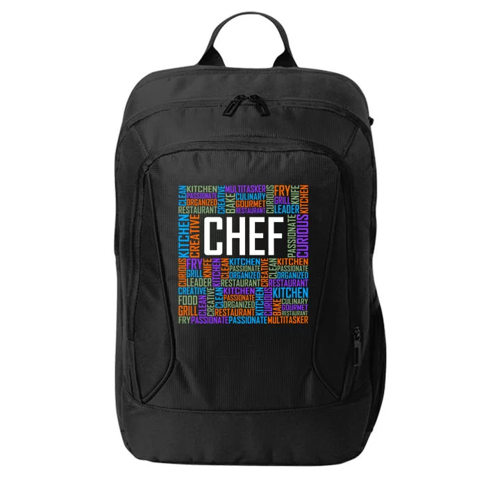 Chef Words Funny Gift Cooking Culinary Chef Gift City Backpack