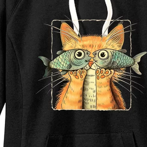 Cat With Fisheyes Women's Fleece Hoodie