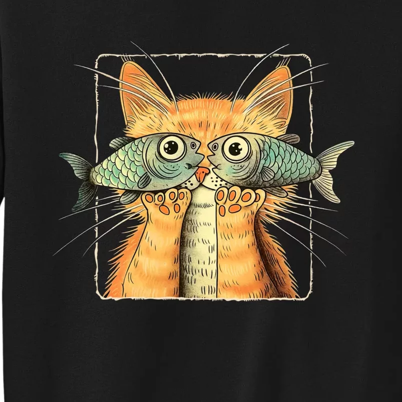 Cat With Fisheyes Tall Sweatshirt