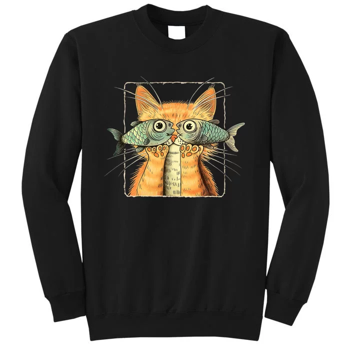 Cat With Fisheyes Tall Sweatshirt