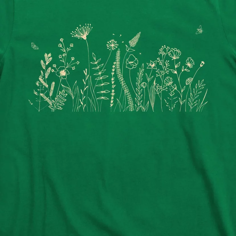 Cute Wildflowers Floral Nature Doodle T-Shirt