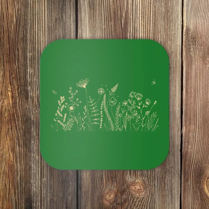 Cute Wildflowers Floral Nature Doodle Coaster