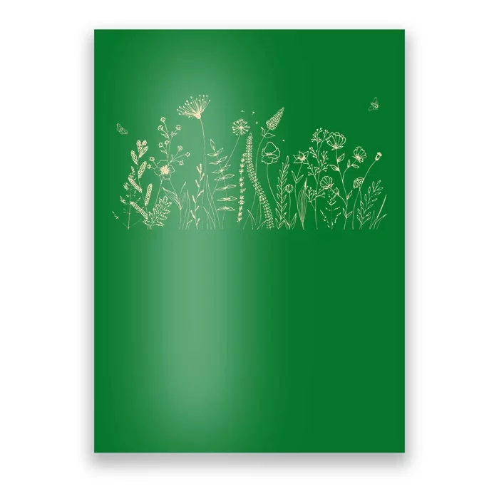 Cute Wildflowers Floral Nature Doodle Poster