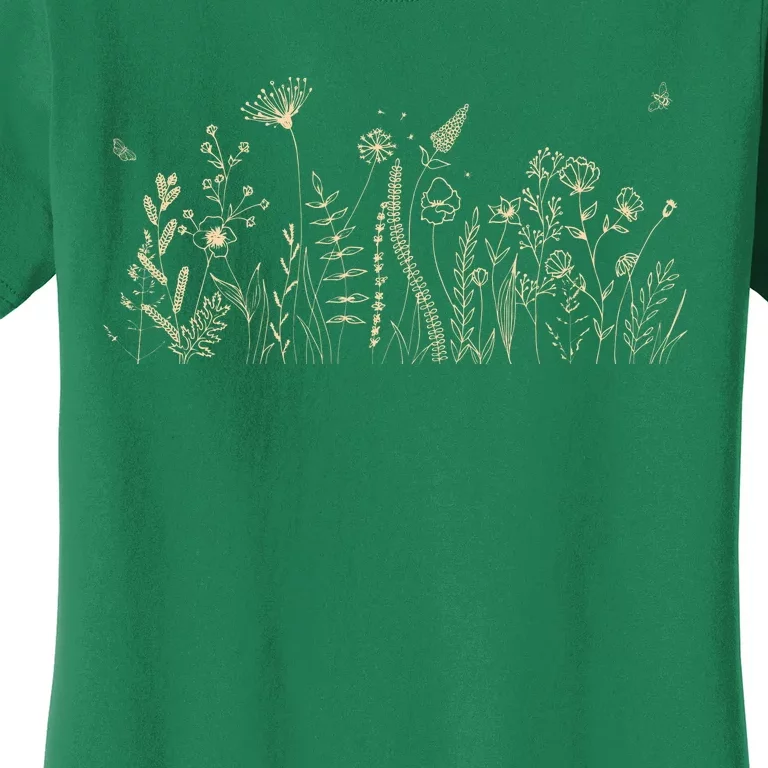 Cute Wildflowers Floral Nature Doodle Women's T-Shirt