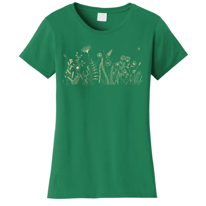 Cute Wildflowers Floral Nature Doodle Women's T-Shirt