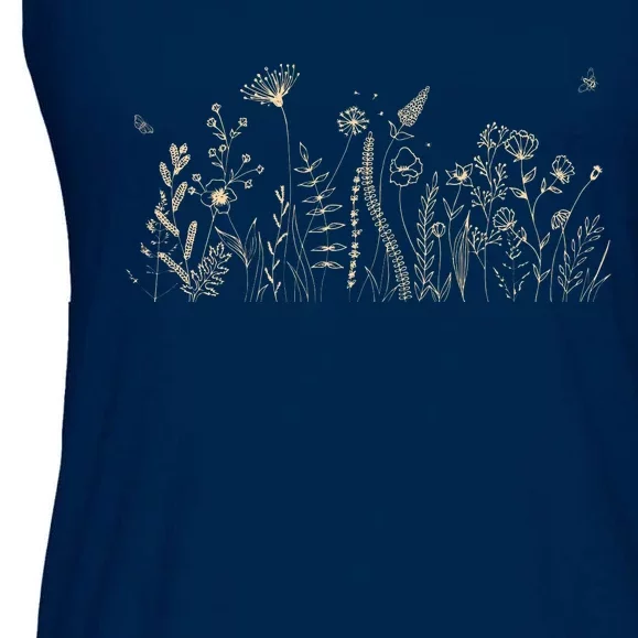 Cute Wildflowers Floral Nature Doodle Ladies Essential Flowy Tank