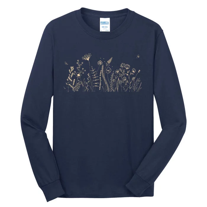 Cute Wildflowers Floral Nature Doodle Tall Long Sleeve T-Shirt