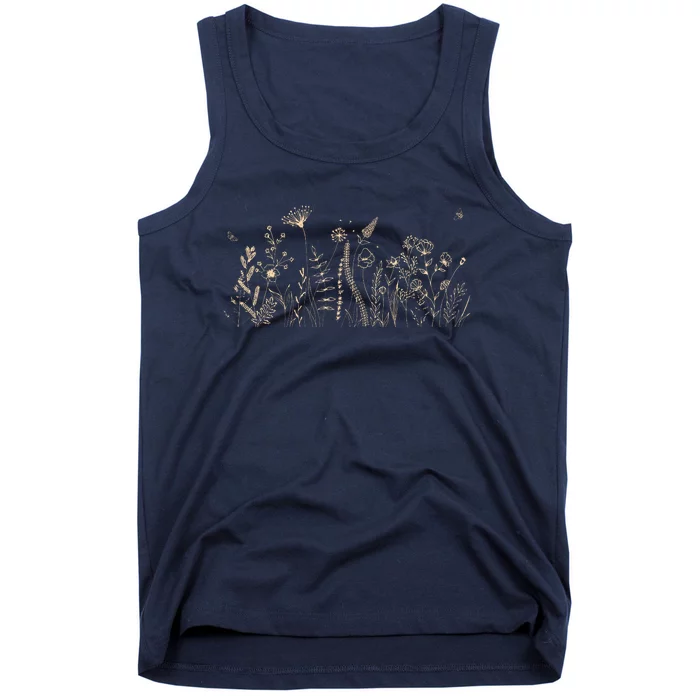 Cute Wildflowers Floral Nature Doodle Tank Top