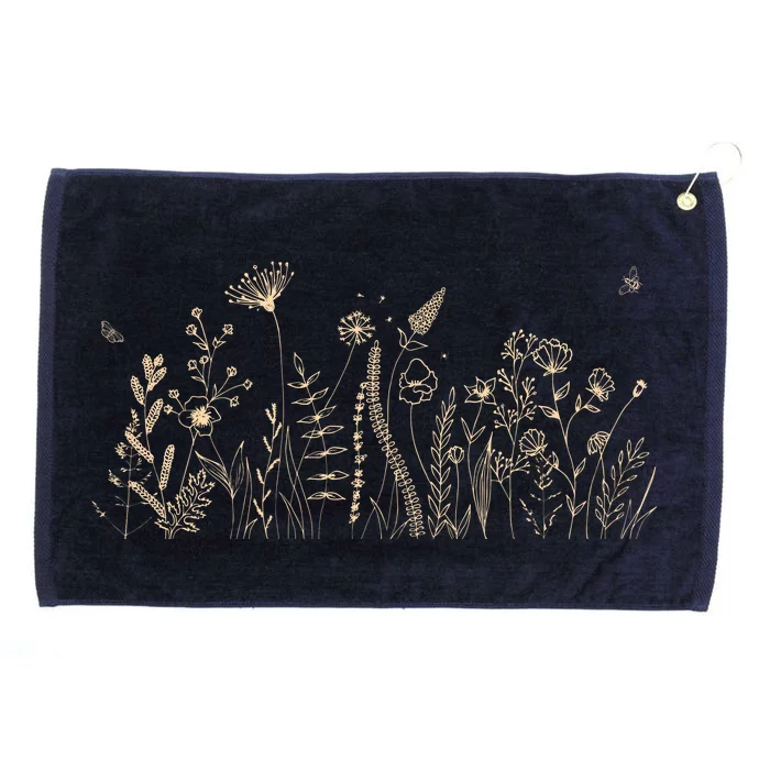 Cute Wildflowers Floral Nature Doodle Grommeted Golf Towel