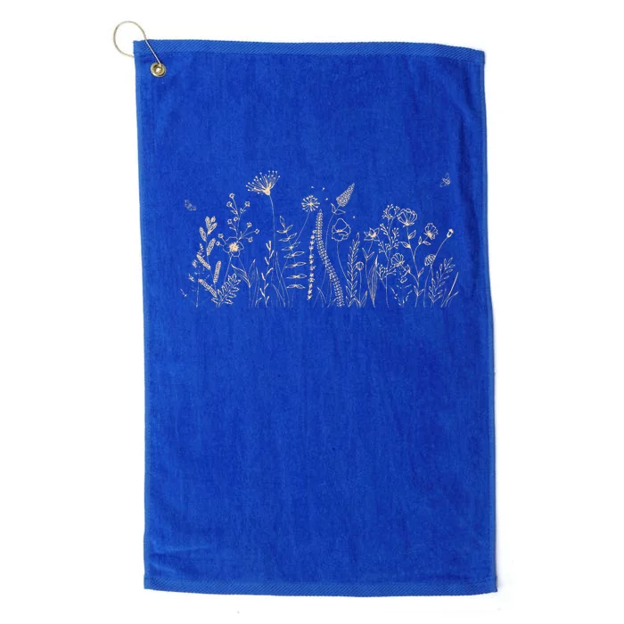 Cute Wildflowers Floral Nature Doodle Platinum Collection Golf Towel