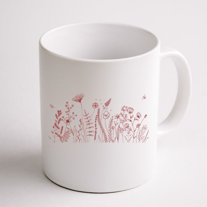 Cute Wildflowers Floral Nature Doodle Front & Back Coffee Mug