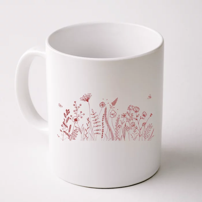 Cute Wildflowers Floral Nature Doodle Front & Back Coffee Mug