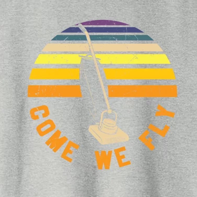 Come We Fly Funny Costume Idea Witch Sunset Retro Halloween Gift Women's Crop Top Tee