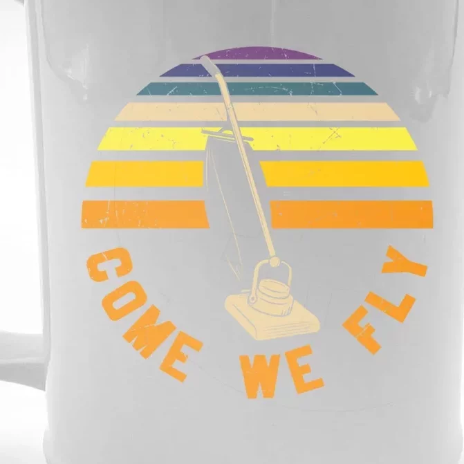 Come We Fly Funny Costume Idea Witch Sunset Retro Halloween Gift Front & Back Beer Stein