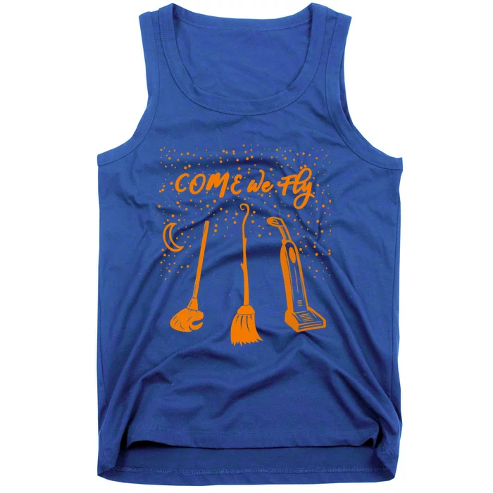 Come We Fly Halloween Scary Witch Mop Broom Vacuum Costume Gift Tank Top