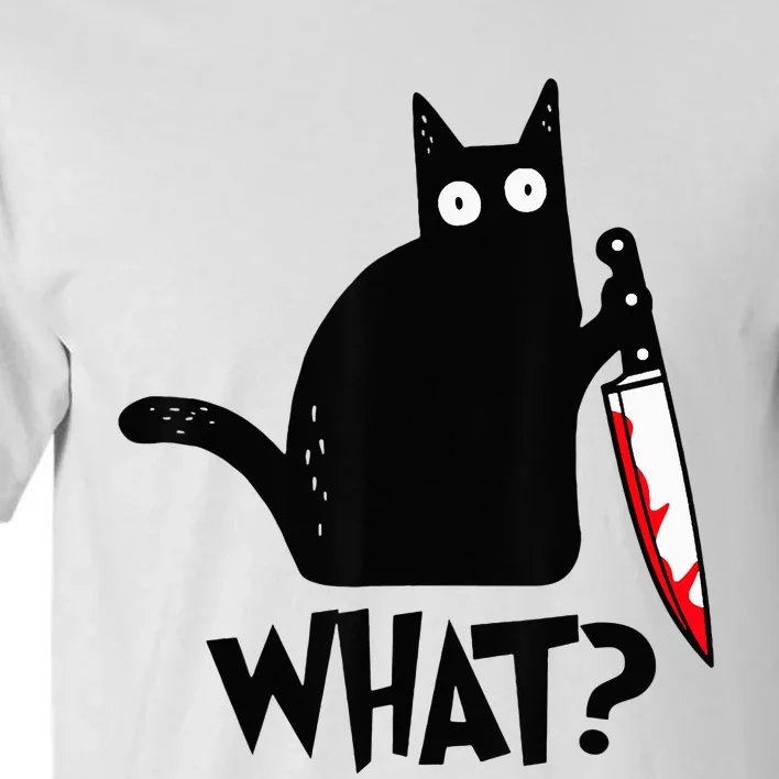 Cat What Funny Black Cat Murderous Cat With Knife Tall T-Shirt